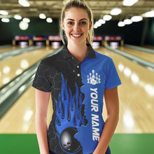 Load image into Gallery viewer, Blue Flame Bowling Polo Shirts Men &amp; Women Custom Bowling Team League Jerseys BDT471