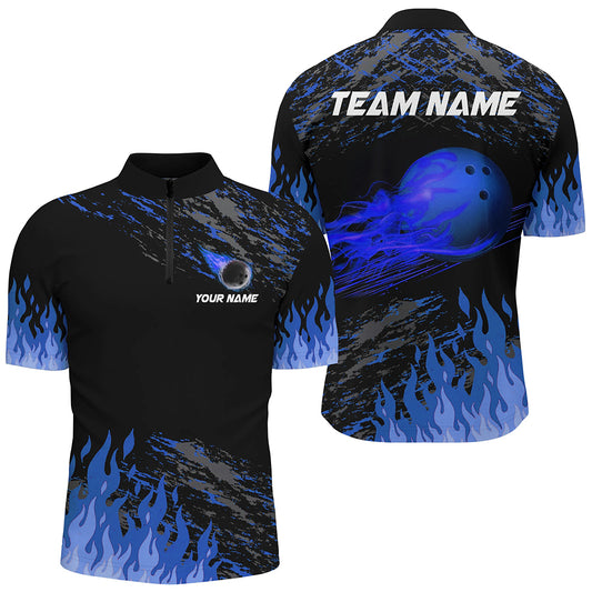 Blue Flame Bowling Shirts Men And Women Custom Bowling Team Jersey Unisex Uniform Bowlers BDT523