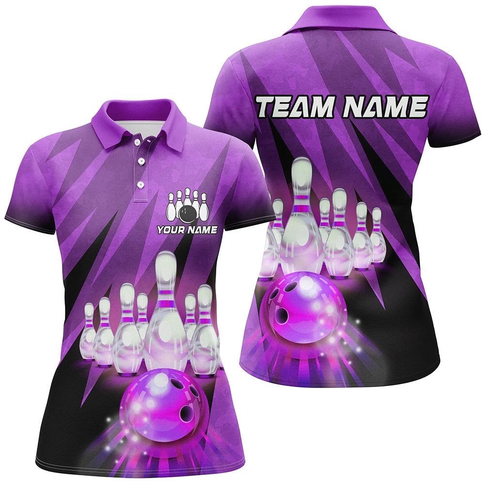 Custom Purple Bowling Shirt For Couple Bowling Team Jersey Men Women Bowler Gift BDT501