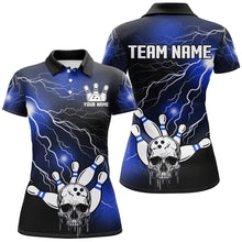 Load image into Gallery viewer, Skull Bowling Polo Shirt For Men &amp; Women Light Thunder Blue Bowling Team Jersey Halloween BDT541