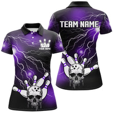 Load image into Gallery viewer, Skull Bowling Polo Shirt For Men &amp; Women Light Thunder Purple Bowling Team Jersey Halloween BDT541