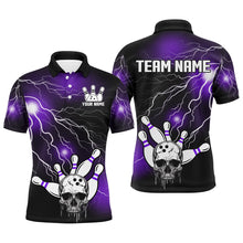 Load image into Gallery viewer, Skull Bowling Polo Shirt For Men &amp; Women Light Thunder Purple Bowling Team Jersey Halloween BDT541