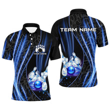 Load image into Gallery viewer, Blue Light Bowling Shirt For Men Women Custom Team Bowling Jersey For Couples BDT504