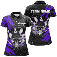 Load image into Gallery viewer, Skull Bowling Polo Shirt For Men &amp; Women Custom Halloween Bowling Team Jersey Purple BDT538
