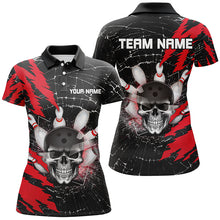 Load image into Gallery viewer, Skull Bowling Polo Shirt For Men &amp; Women Custom Halloween Bowling Team Jersey Red BDT538
