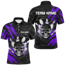 Load image into Gallery viewer, Skull Bowling Polo Shirt For Men &amp; Women Custom Halloween Bowling Team Jersey Purple BDT538