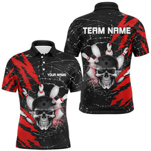 Load image into Gallery viewer, Skull Bowling Polo Shirt For Men &amp; Women Custom Halloween Bowling Team Jersey Red BDT538