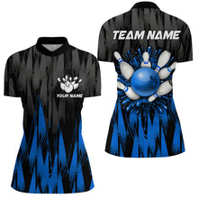 Load image into Gallery viewer, Unisex Bowling Team Jerseys Custom Blue Bowling Quarter Zip Shirt For Men &amp; Women BDT458
