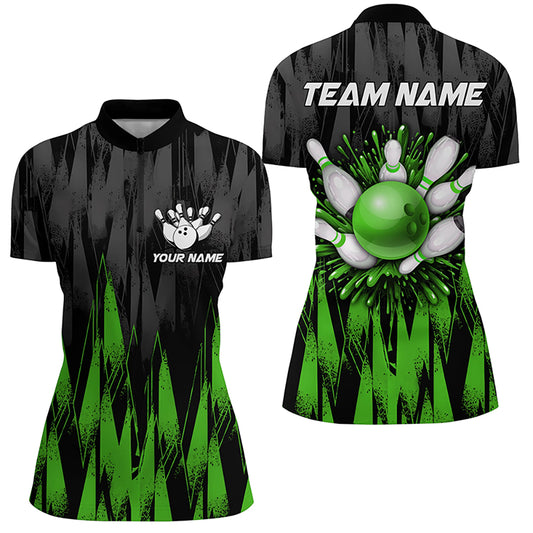 Unisex Bowling Team Jerseys Custom Green Bowling Quarter Zip Shirt For Men & Women BDT458