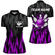 Load image into Gallery viewer, Unisex Bowling Team Jerseys Custom Purple Bowling Quarter Zip Shirt For Men &amp; Women BDT458