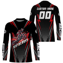 Load image into Gallery viewer, Personalized Red Motocross Jersey Kid&amp;Adult Upf30+ Dirt Bike Shirt Off-Road Motorcycle Racing PDT671