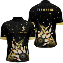 Load image into Gallery viewer, Gold&amp;Black Bowling Jersey Men &amp; Women Custom Bowling Shirt Team Bowling 1/4 Zip BDT528
