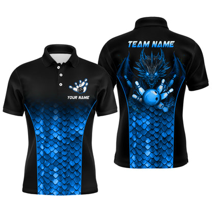 Custom Blue Dragon Bowling Polo Shirts For Men And Women Bowling Team Jersey BDT508