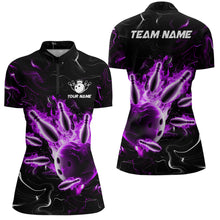 Load image into Gallery viewer, Custom Purple Flames Bowling Shirt For Men &amp; Women 1/4 Zip Bowling Team Jersey Unisex BDT542