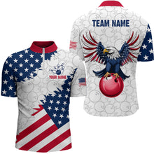 Load image into Gallery viewer, Custom American Bowling 1/4 Zip Shirt for Men &amp; Women Eagle Bowling Jersey Team League White BDT548