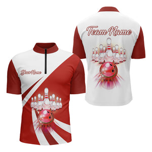 Bowling Quarter-Zip Shirt Men Custom Bowling Jersey 1/4 Zip Bowling Team League Shirt BDT136