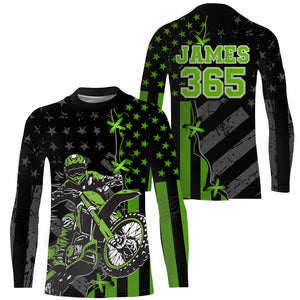 American Flag Motocross Jersey Personalized UPF30+ Adult&Youth Dirt Bike Off-Road Shirt Motorcycle PDT703