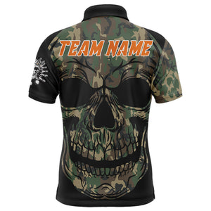 Camo Bowling Shirt Custom Skull Bowling Jersey Men Bowling Polo Shirt For Team BDT284