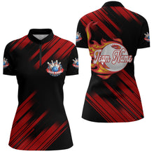Load image into Gallery viewer, Bowling Quarter-Zip Shirt For Women Custom Flame Bowling Jersey Team Bowling Shirt BDT262