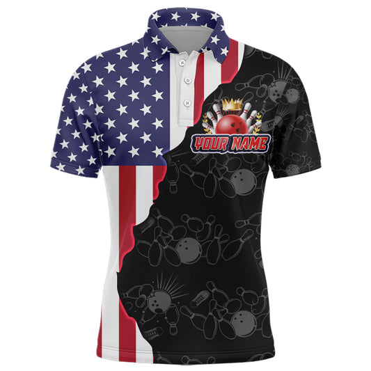 American Bowling Shirt For Men Patriotic Bowling Jersey Team League Bowling Polo Shirt BDT313
