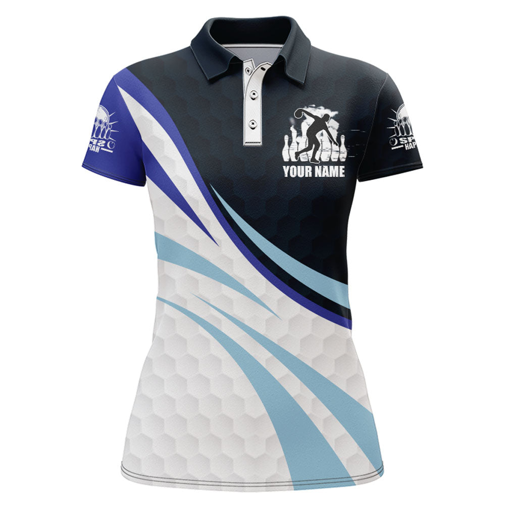 Black&Blue Bowling Jersey For Women Personalized Bowling Polo Shirt BDT277