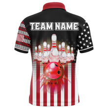 Load image into Gallery viewer, American Bowling Jersey Men Custom Black Bowling Polo Shirt Team Patriot Bowling Shirt BDT317