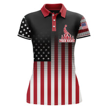 Load image into Gallery viewer, American Bowling Jersey Women Custom Black Bowling Polo Shirt Team Patriot Bowling Shirt BDT317