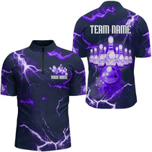 Load image into Gallery viewer, Bowling Quarter-Zip Shirt For Men Lightning Thunder Bowling Jersey Custom Bowling Jersey BDT389