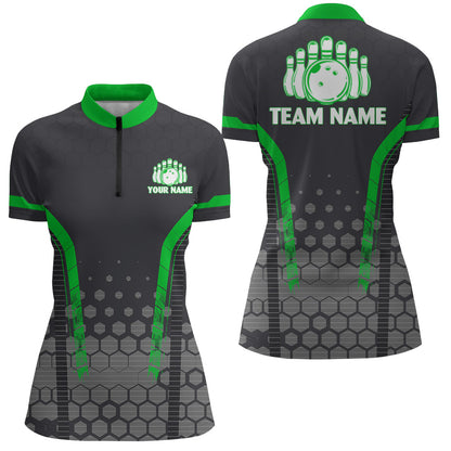 Personalized Bowling Quarter-Zip Shirts Women Custom Bowling Jersey Team Bowlers BDT269