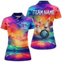 Load image into Gallery viewer, Rainbow Bowling Polo Shirt For Women Personalized Bowling Jersey Ladies Bowling Team Shirts BDT254