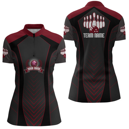 Bowling Quarter-Zip Shirt For Women Custom Name Bowling Jersey Bowling Team Shirt BDT266