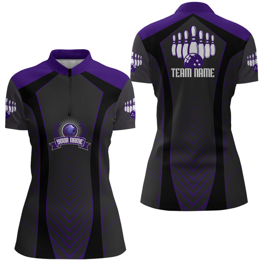 Bowling Quarter-Zip Shirt For Women Custom Name Bowling Jersey Bowling Team Shirt BDT266