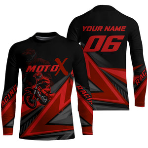 Personalized MotoX Jersey Adult&Kid Upf30+ Red Motocross Dirt Bike Shirt Off-Road Racing Jersey PDT674