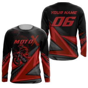 Personalized MotoX Jersey Adult&Kid Upf30+ Red Motocross Dirt Bike Shirt Off-Road Racing Jersey PDT674