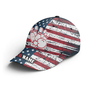 Patriotic Bowling Hat Custom Name Bowling Cap for Team American Flag Bowling Cap BDT438