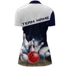 Load image into Gallery viewer, Navy Bowling Quarter-Zip Shirt Women Personalized 3D Bowling Jersey Team League Bowling Shirt BDT283