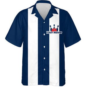 Retro Bowling Shirt For Men & Women Custom Blue Bowling Jersey Hawaiian Bowling Team League Shirt BDT349
