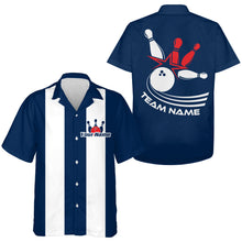 Load image into Gallery viewer, Retro Bowling Shirt For Men &amp; Women Custom Blue Bowling Jersey Hawaiian Bowling Team League Shirt BDT349