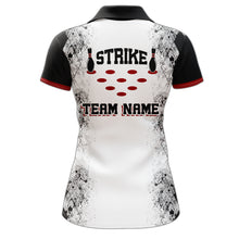 Load image into Gallery viewer, Personalized Bowling Polo Shirt for Women Strike Bowling Jersey Team White Bowling Shirt BDT256
