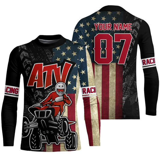 ATV Motocross Jersey Adult&Kid UPF30+ American Flag Quad Bike Shirt Off-Road Patriotic ATV MX PDT725