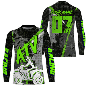 Green ATV Motocross Jersey Personalized UPF30+ Kid Men Women Quad Bike Shirt ATV MX Off-Road PDT740