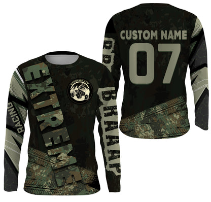 Green Camo Quad Racing Jersey Kid Men Women UPF30+ Custom ATV Motocross Off-road Shirt ATV MX PDT839
