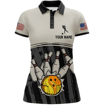 Load image into Gallery viewer, American Flag Bowling Jersey For Women Patriotic Bowling Shirt Team League Bowling Polo Shirt BDT310