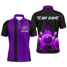 Load image into Gallery viewer, Purple Flame Bowling Shirt for Men &amp; Women Custom Bowling Jersey Team League Bowling Polo BDT547
