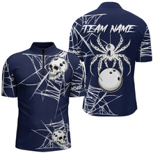 Load image into Gallery viewer, Halloween Bowling 1/4 Zip Shirts Custom Skull Spider Web Bowling Jersey for Men &amp; Women BDT551