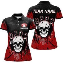 Load image into Gallery viewer, Red Skull Bowling Jersey for Men &amp; Women Custom Polo Bowling Shirt Team Halloween Shirt BDT552