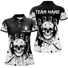 Load image into Gallery viewer, Black Skull Bowling Jersey for Men &amp; Women Custom Polo Bowling Shirt Team Halloween Shirt BDT552