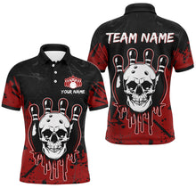 Load image into Gallery viewer, Red Skull Bowling Jersey for Men &amp; Women Custom Polo Bowling Shirt Team Halloween Shirt BDT552