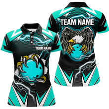Load image into Gallery viewer, Custom Eagle Bowling Shirts for Men &amp; Women Polo Bowling Team Jerseys Turquoise BDT468