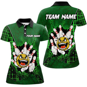 Funny Green Bowling Polo Shirts Men Women Custom Bowling Team Jersey Unisex Bowler Gift BDT489